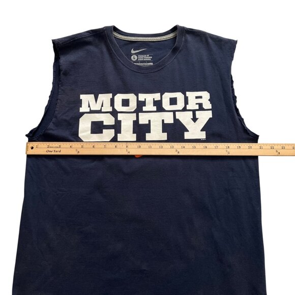 Nike Motor City Detroit Tigers Sleeveless T-Shirt Large Blue Athletic Muscle Tee - Picture 7 of 9